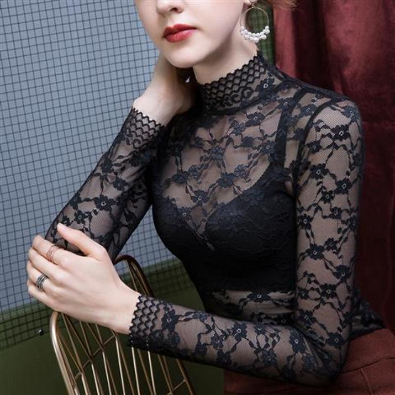 Женские нижние рубашки, кружевные рубашки с длинным рукавом, популярные во французском стиле, уникальные облегающие сексуальные темпераментные женские топы