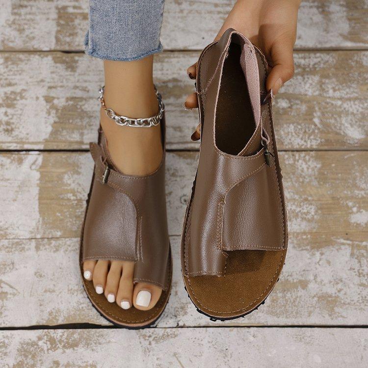 Женские сандалии 2025 года, новые плоские ретро-сандалии с открытым носком, дизайнерские брендовые повседневные пляжные женские сандалии, большие размеры 35-43