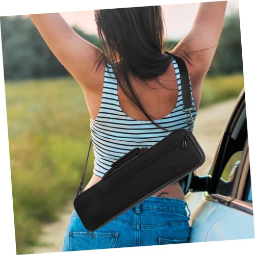 Сумка для флейты Offigam с плечевым ремнем, компактный водонепроницаемый чехол для переноски для защиты вашего инструмента, 39x10.5x7см (черный)