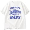 Ретро Футболка для Рыбалки Kiss My Bass Забавная Женская Папа Дедушка Футболка для Рыбалки На Открытом Воздухе Унисекс Юмор Рыбак Унисекс Подарок Одежда Футболка