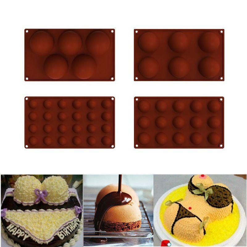 3D Половина 561524 отверстия Шар Полукруглый Силиконовая форма для шоколада Форма для выпечки торта