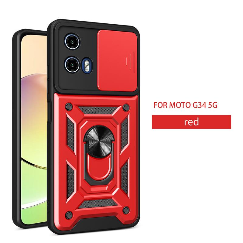Для Motorola Moto G34 5G чехол Armor Magnetic Ring Stand Phone Cases для Moto G34 G 34 MotoG34 5G Slide Camera Protective Back Cover