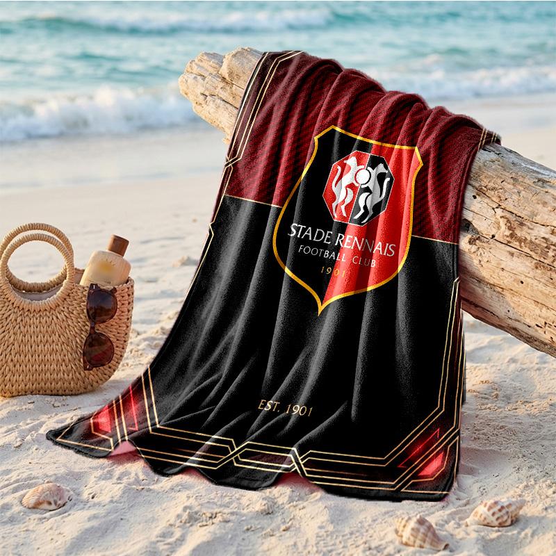 Stade Rennais FC Print Microfiber Beach Towel Quick Dry Absorbent Large Towel For Beach Swimming Travel