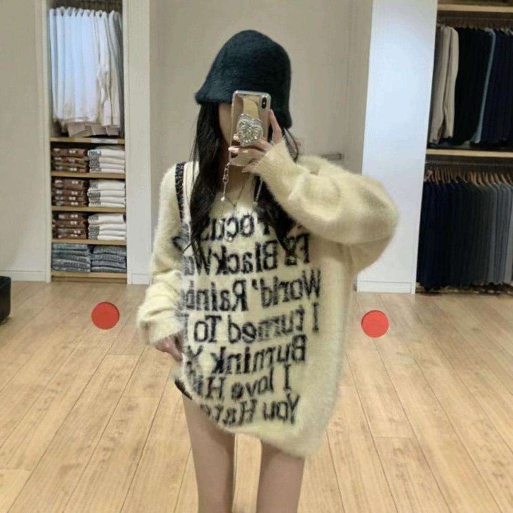 Свитер Tide из американской норки: Женский свободный вязаный пуловер на осень/зиму