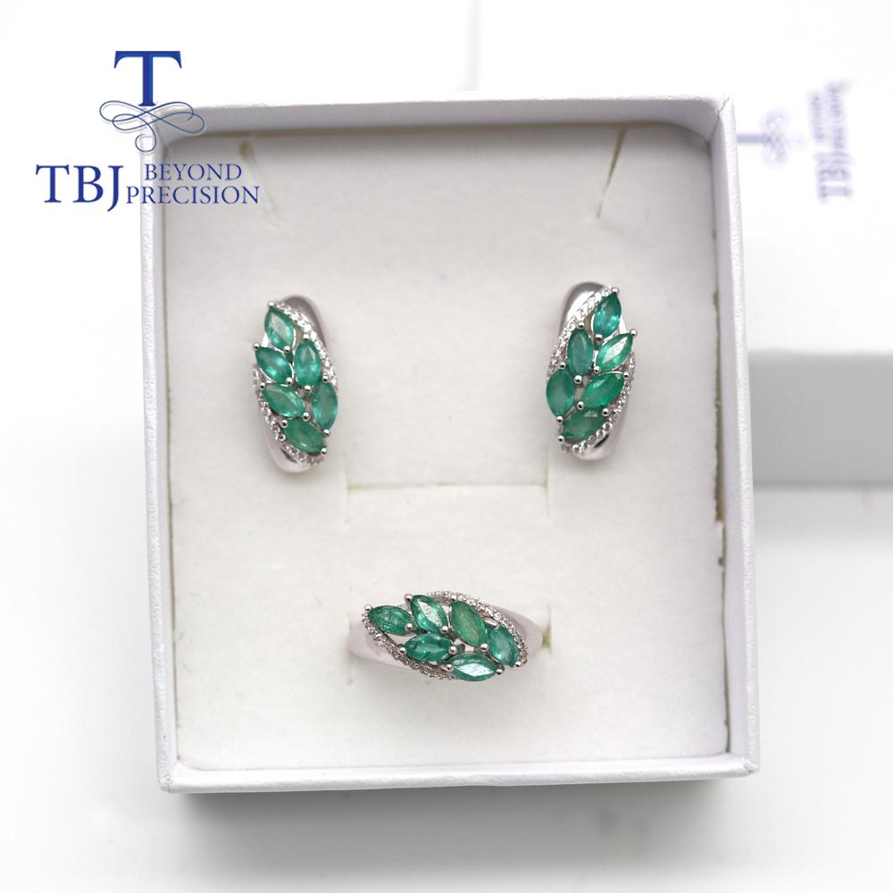 Новые серьги-кольца с натуральным изумрудом, комплект ювелирных изделий, легкие роскошные модные женские изысканные ювелирные изделия из стерлингового серебра 925 пробы
