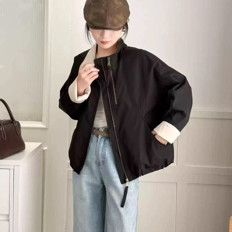 Женская куртка-ветровка на молнии короткой длины со стойкой, свободная, повседневная, универсальная верхняя одежда