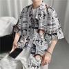 Men's Summer Loose Fit Luffy Pirate King Graffiti Shirt - Trendy Short Sleeve All-Match Style