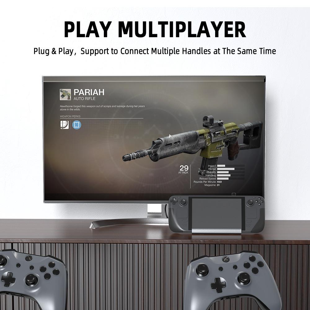 VAORLO Steam Deck Docking Station TV Base Stand 7 In 1 Hub Aluminum Alloy Holder Dock 60Hz HDMI-compatible USB-C For Steam Deck Console