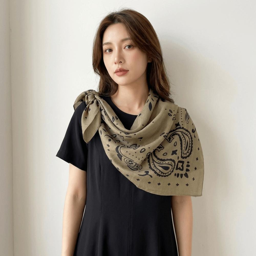 Thin Cashew Nut Print Silk Scarf Korean Style Small Scarves Fashion Square Scarf Female
