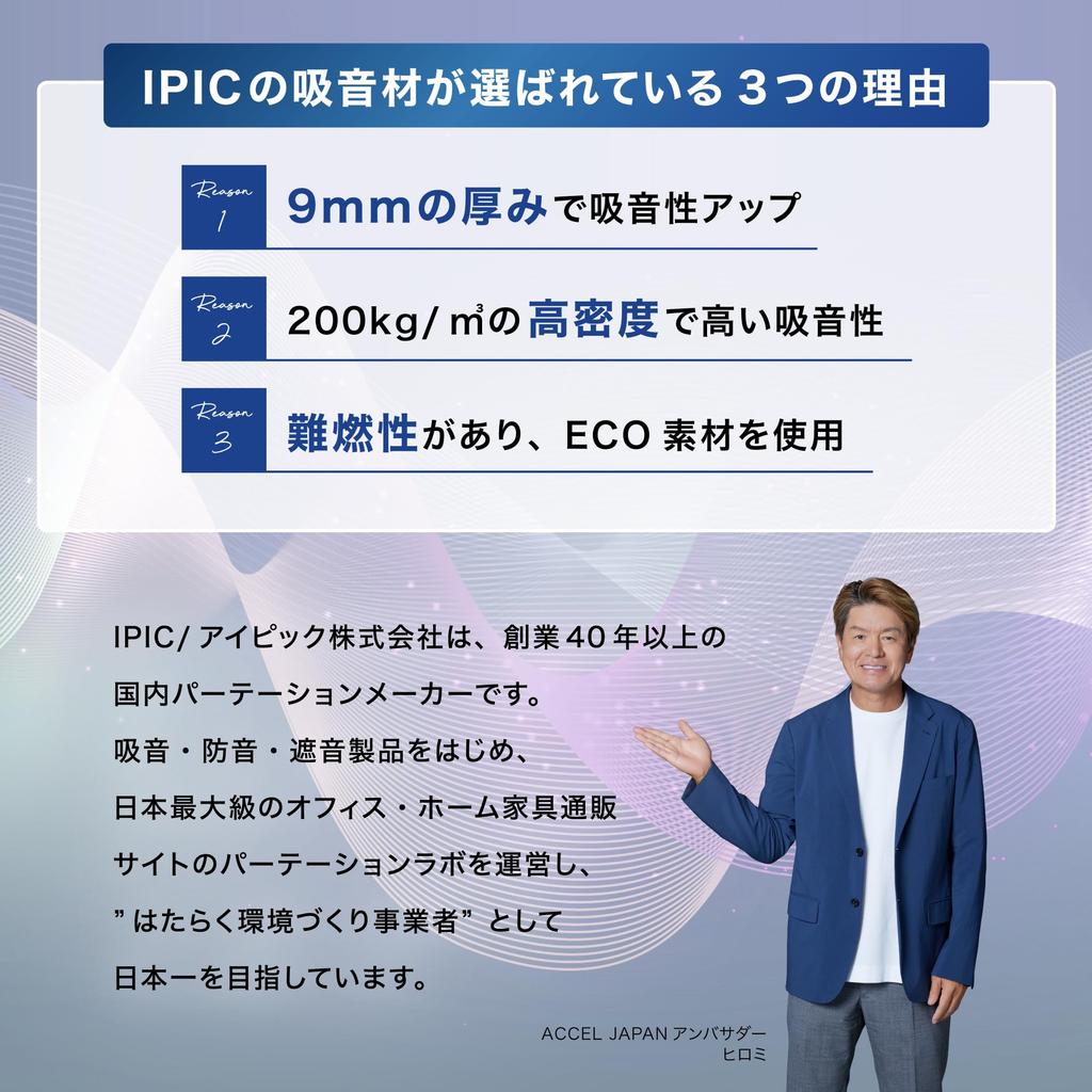 IPIC High-Density Shijima Sound-Absorbing Felt Boards, 12 Sheets, White, 30 x 30 cm, 9 mm Thick, with Push-Pin Pins, Soundproofing, Sound-Absorbing