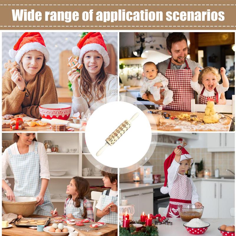 Узорный скалка Ролик для теста Деревянные штампы для печенья с гравировкой Универсальные кухонные инструменты Декоративный ролик для глины для выпечки, помадки