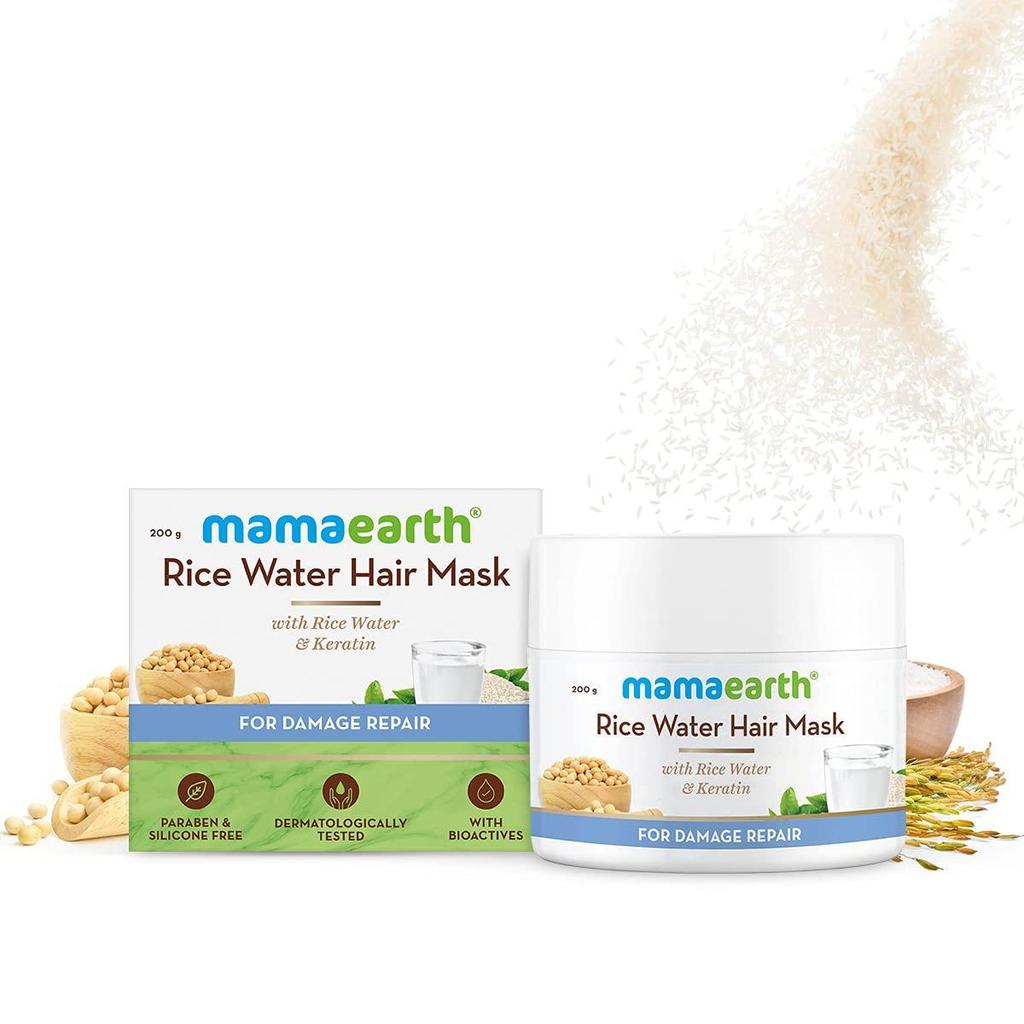 Mamaearth Rice Water Hair Mask with Rice Water & Keratin For Smoothening Hair & Damage Repair – 200 G