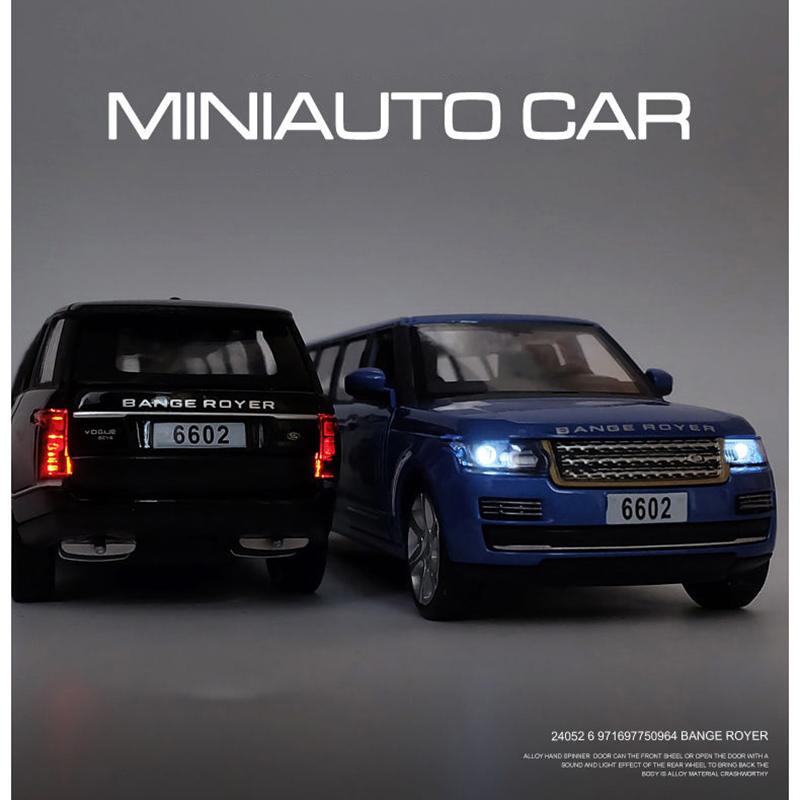 Масштаб 1/32 Land Range Rover, удлиненная литая под давлением модель автомобиля, игрушечный автомобиль со звуком и светом для детей, коллекция подарков для мальчиков и девочек