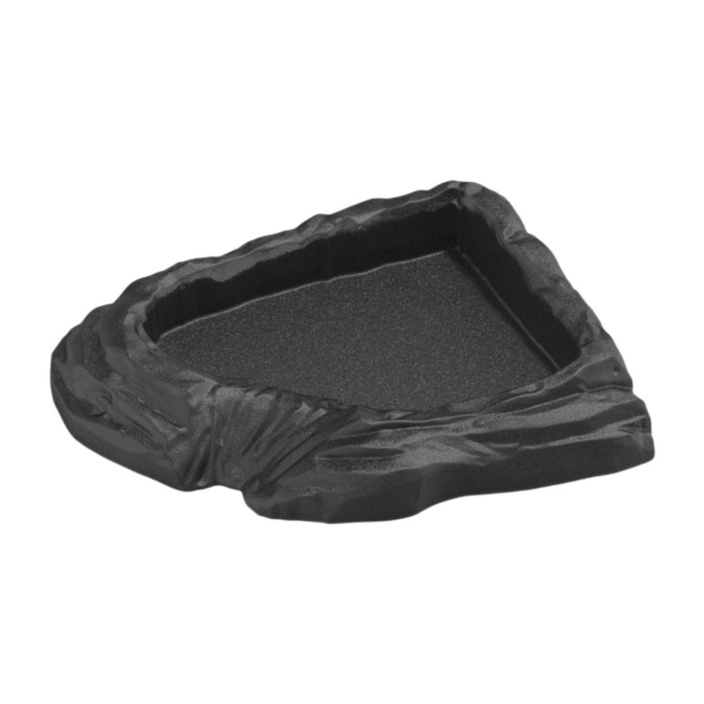 Reptile Water Bowl Plastic Corner Dish Realistic Rock Feeding Tray for Turtle Aquarium and Reptile Habitat