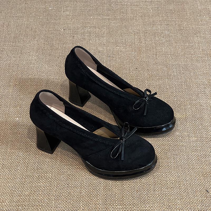 Весенне-осенние туфли Мэри Джейн на платформе для женщин, туфли на толстом высоком каблуке, винтажные туфли-лодочки слипоны с бантом-бабочкой, новинка 2026