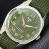HMT HAND-WINDING INDIAN MENS VINTAGE ROMAN FIGURE GREEN DIAL WATCH A702874-1 R211-a702874