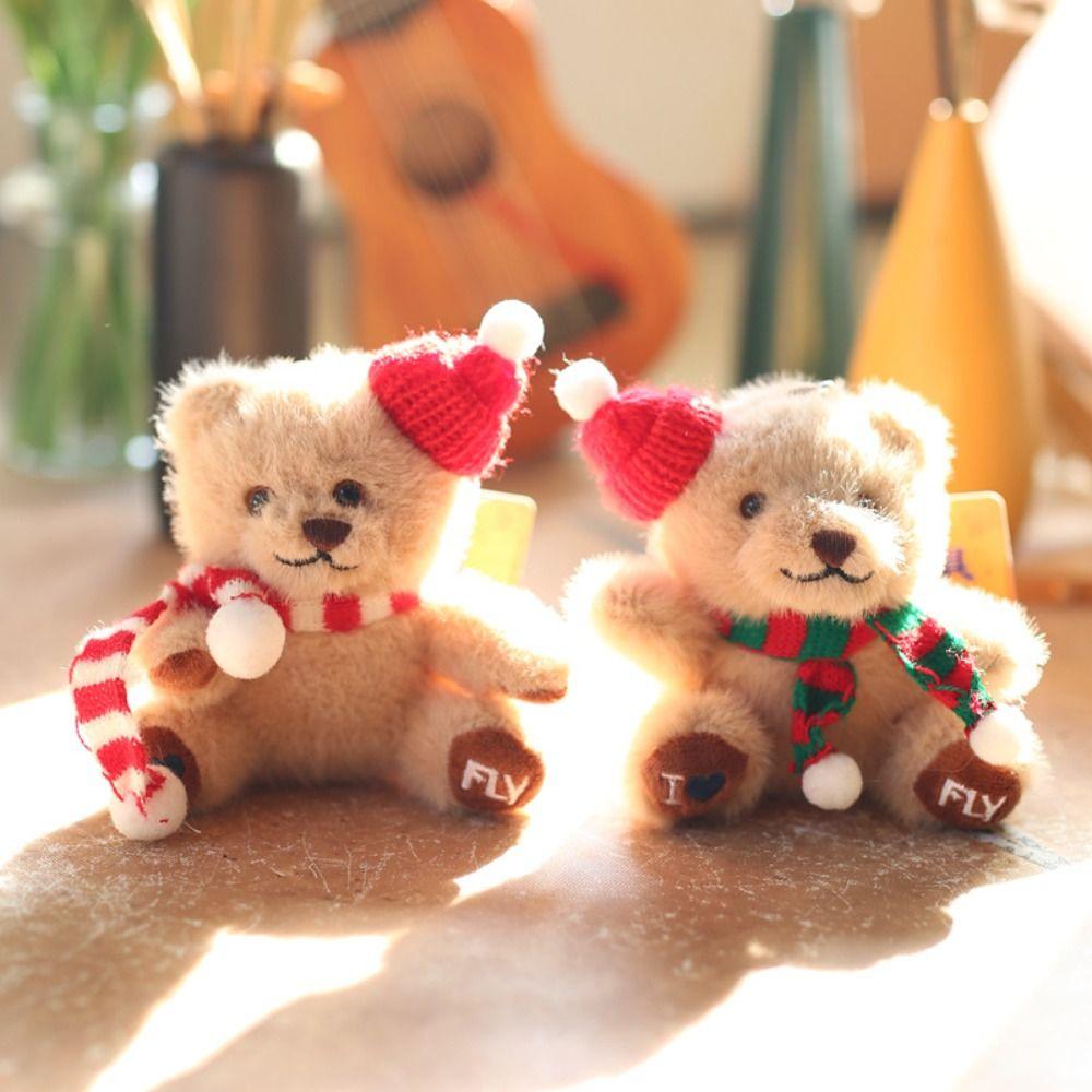 Scarf Christmas Bear Plush Doll Anti-lost Bag Decoration Christmas Hat Pendant  Kindergarten Gifts