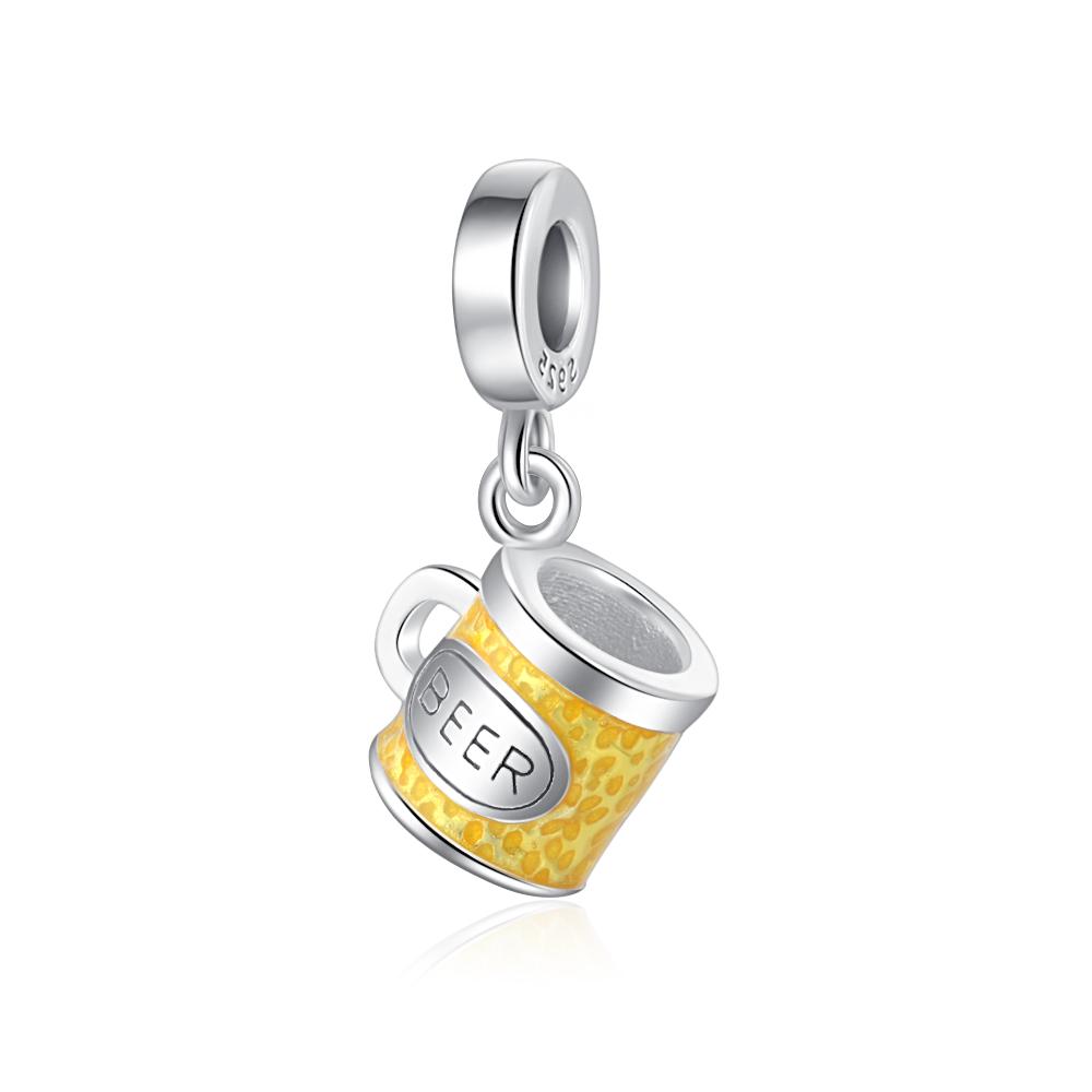 925 Silver Beer Milk Coffee Charms Beads DIY Jewelry For Women Handmade Bracelet Accessories