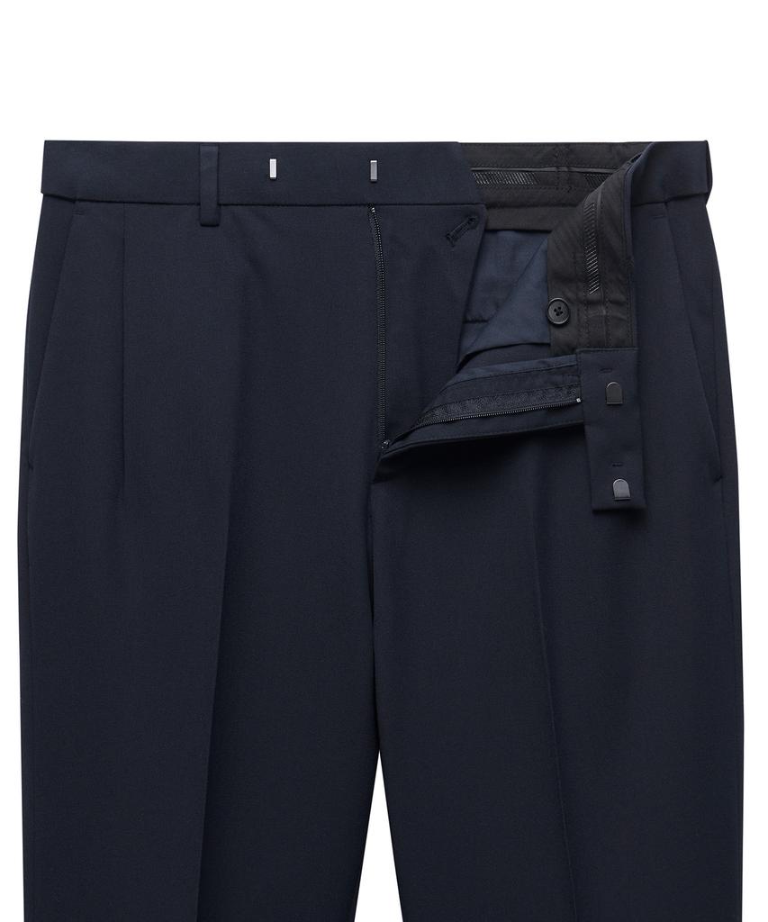 MUSINSA STANDARD Wide Hidden Banding Crop Slacks [Navy]
