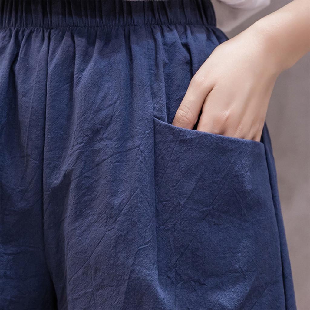 Women's High Waist Linen Loose Casual Thin Wide Leg Linen Shorts
