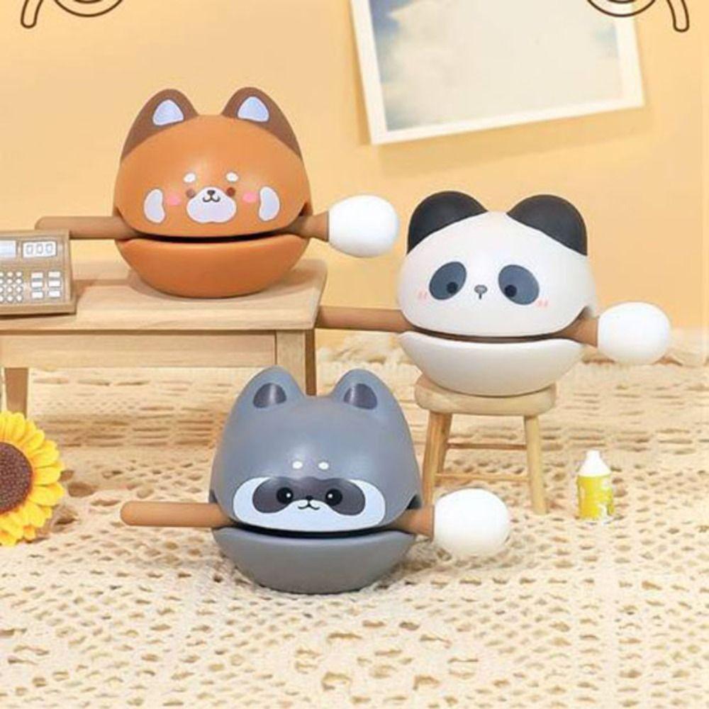 Panda Small Wooden Fish Wooden Fish Percussion Instrument Small Wooden Carving Ornaments Preschool