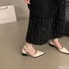 Fashion Spring Summer New Niche Temperament Single Shoe Shallow Mouth Simple Comfortable Versatile Casual Black Mid Heel Pointed Sandals