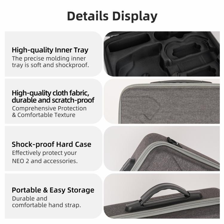 For DJI Neo 2 Sunnylife Portable Carrying Box Shoulder Bag Motion Fly More Combo Bag (Grey)
