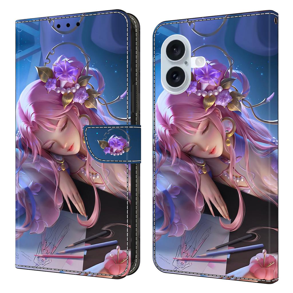 For iPhone 16 Plus Wallet Case Pattern Printing Stand Leather Flip Phone Cover