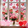 8 Sheets Valentines Day Heart Window Clings Red Pink Love Heart Window Stickers Double-Sided Conversation Hearts Windows Decals for Valentines