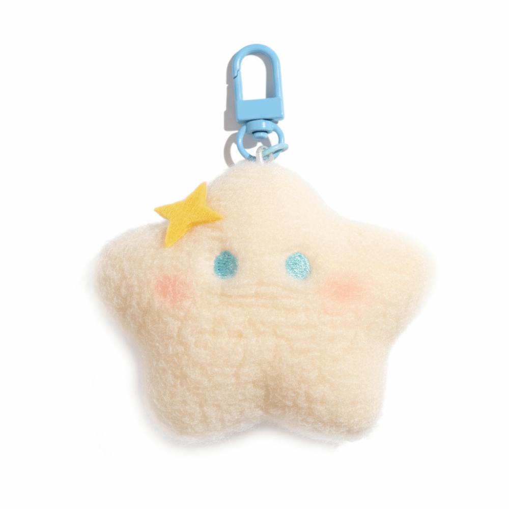 Cartoon Plush Star Pendant Good Luck Star Moon Keychain Key Ring Bag Hanging Charms Girls