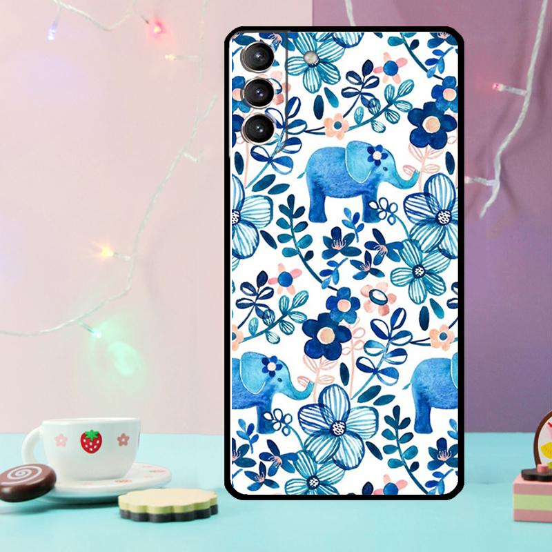 Cute Elephant Cartoon Phone Case For Samsung Galaxy S24 Ultra S20 S21 S22 S23 S25 Ultra S9 S10 Plus S24 FE Cover