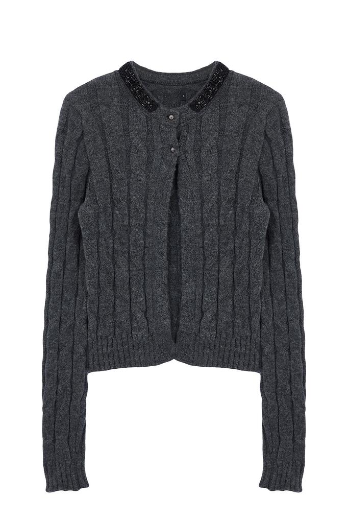 Женский свитер в элегантном стиле, ограниченная серия, антрацитовый, мягкий текстурированный трикотаж с плетеными волосами, свитер