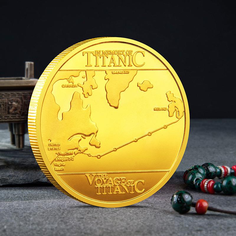 Titanic route, commemorative medal, couple, creative gift, decorative coin, gold coin, Instagram style, Christmas gift, Stocking stuffers