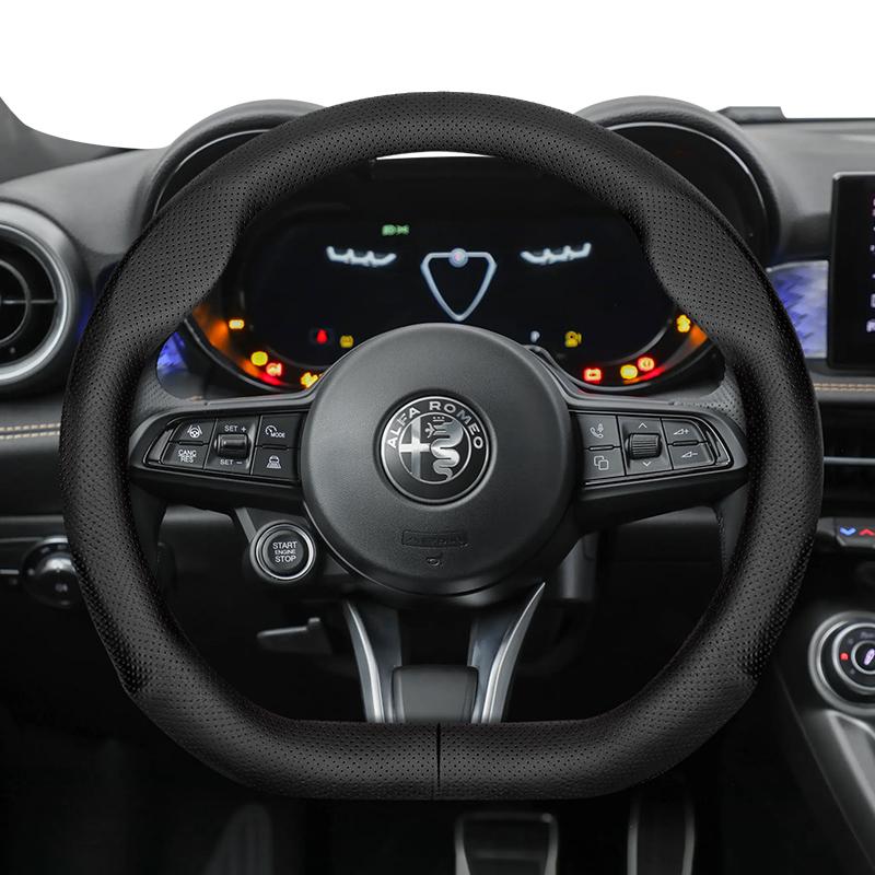 hvcm1 Suitable for Alfa Romeo Ultra-Thin Breathable Leather Steering Wheel Cover Suitable for 159 147 Gt Giulietta Mito Giulia
