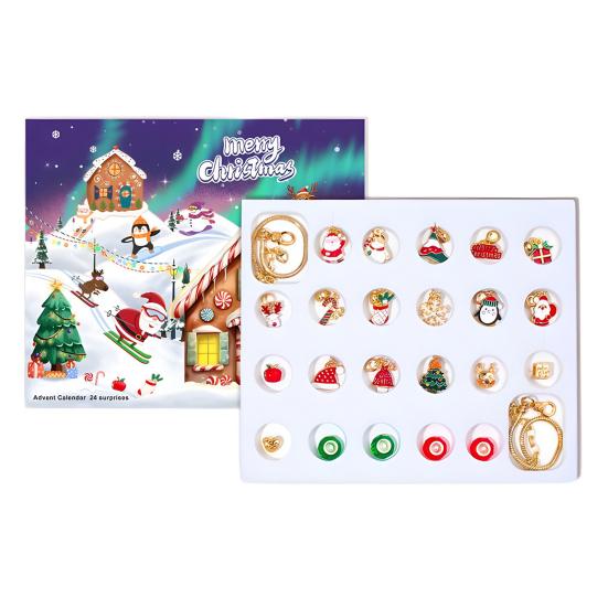 Рождественский адвент-календарь, набор для самостоятельного изготовления браслетов, обратный отсчет на 24 дня, ювелирные аксессуары, слепая коробка с 22 бусинами, 2 браслета для детей, подростков, женщин