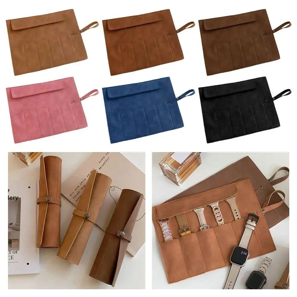 Matte Leather Watch Organizer Case Lightweight Watch Band Case Watchband Pouch Watch Accessories