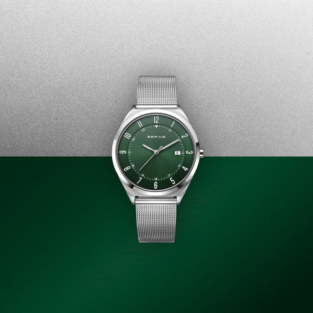 Авторизованные BERING Металлическая сетка Зеленый x Сапфировый 316L Хирургическая нержавеющая сталь [Внутренний импорт] Мужские/Унисекс Часы, Ультратонкие, Ремешок, Серебристый, Стекло, Сталь,