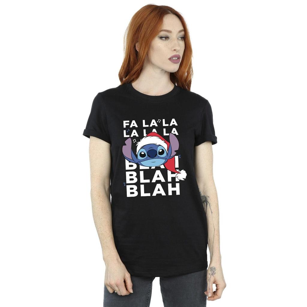 Disney Womens/Ladies Lilo And Stitch Christmas Blah Blah Blah Cotton Boyfriend T-Shirt