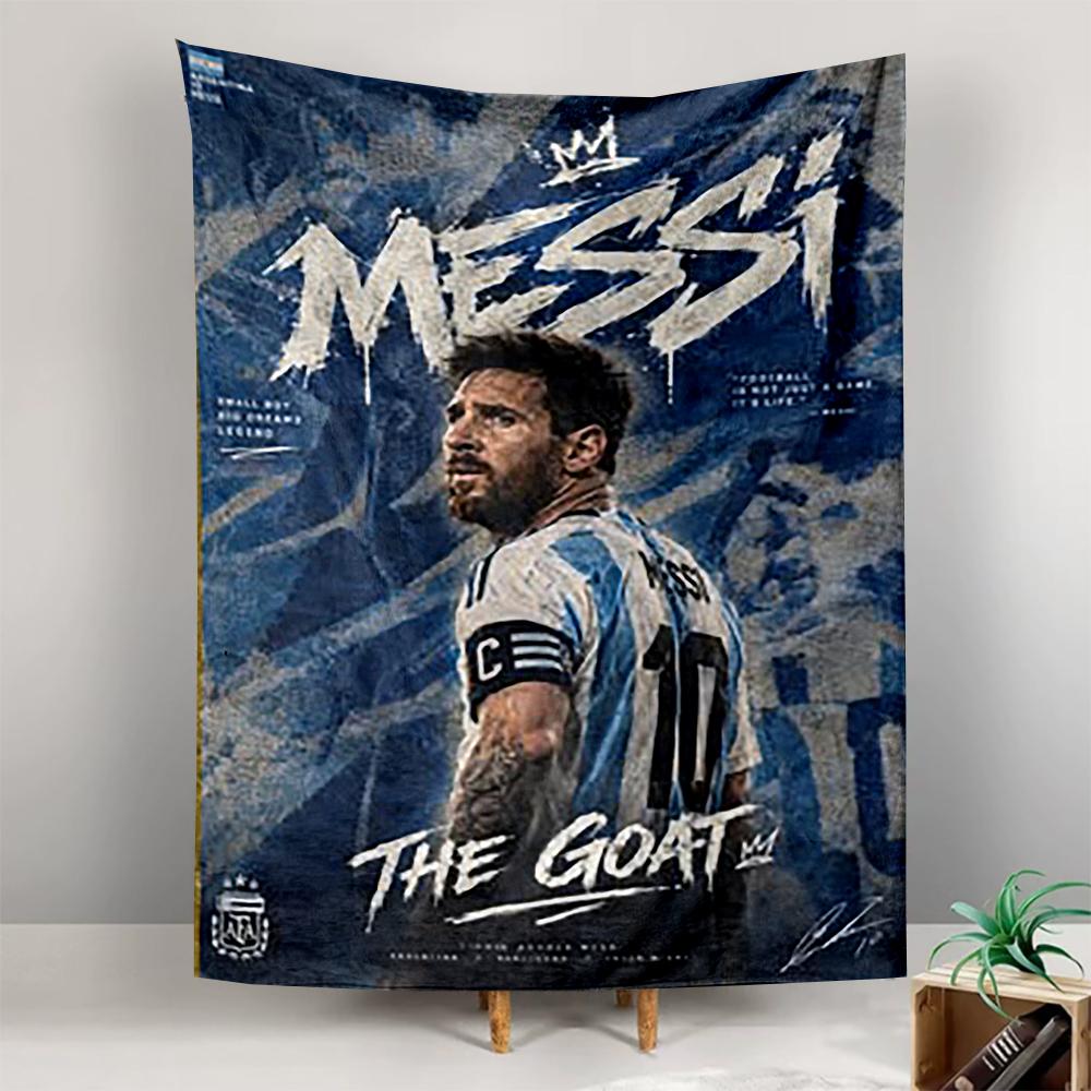 Messi 10 Argentina Blue Crown Printed Tapestry Wall Tapestry for Living Room Bedroom Dorm Decor