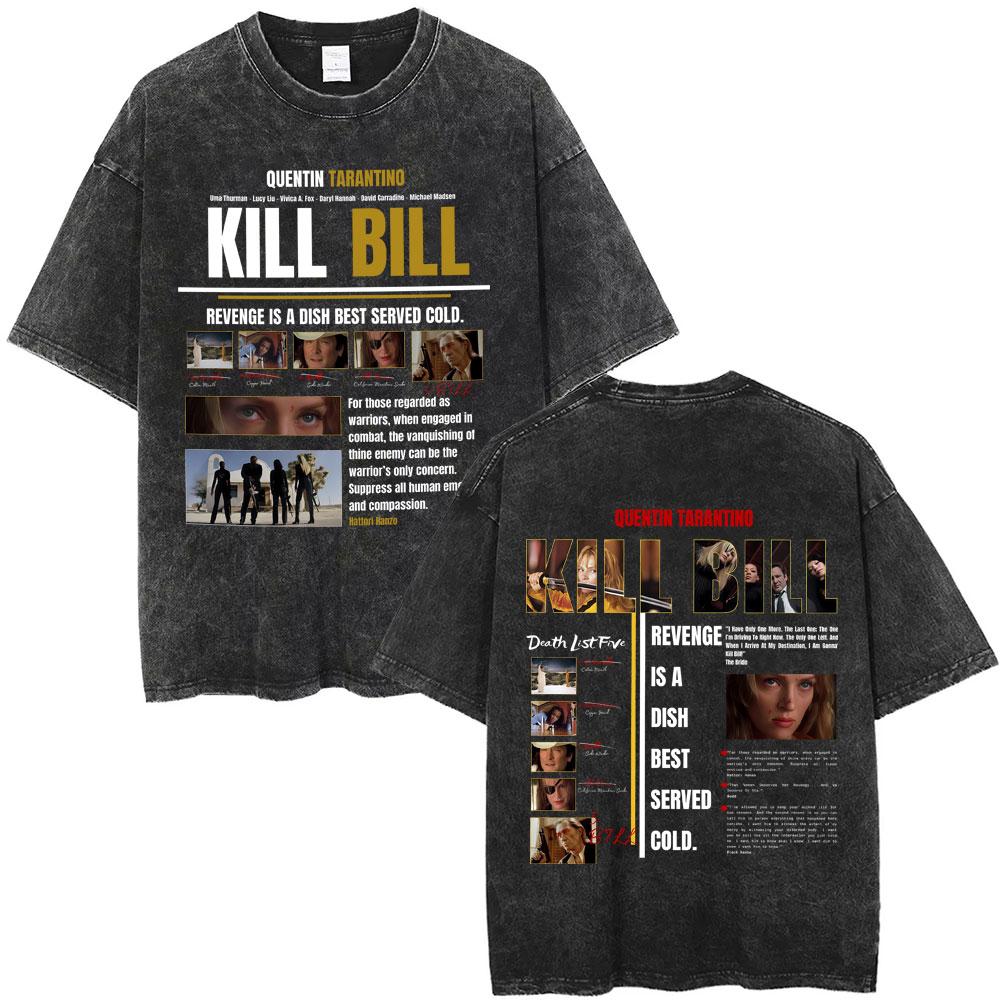 Hattori Hanzo RED Swords and Sushi Kill Bill Okinawa Japan Tarantino Vintage Washed T Shirts Men Women Casual Retro Streetwear
