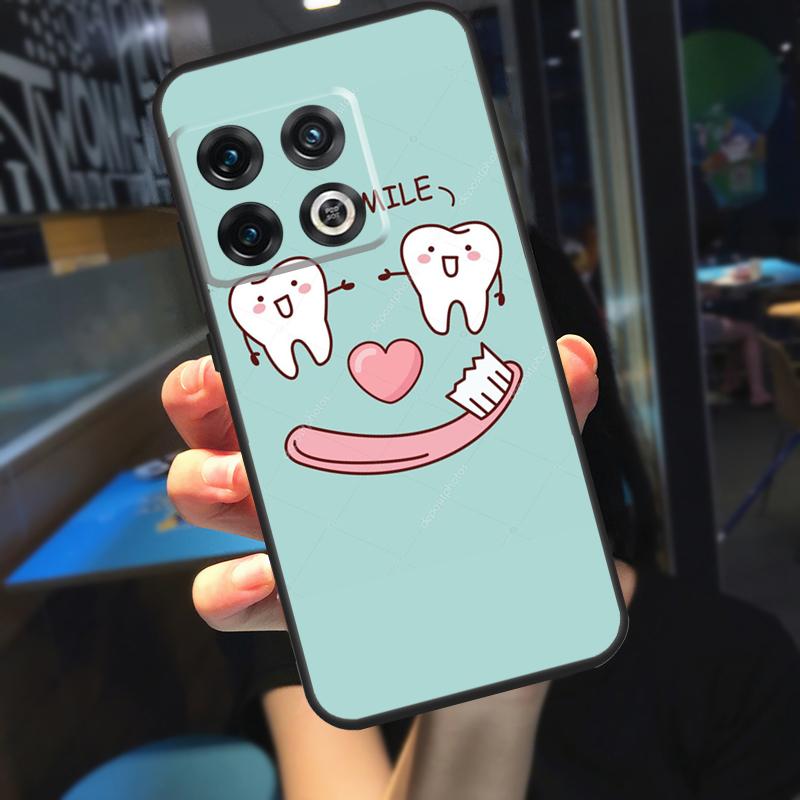 Мультяшная funda с зубами в коронках для стоматолога для OnePlus 10T 8T 9RT 12 13 13R 11 9 10 Pro OnePlus Nord 4 CE 2 3 Lite N20 N30