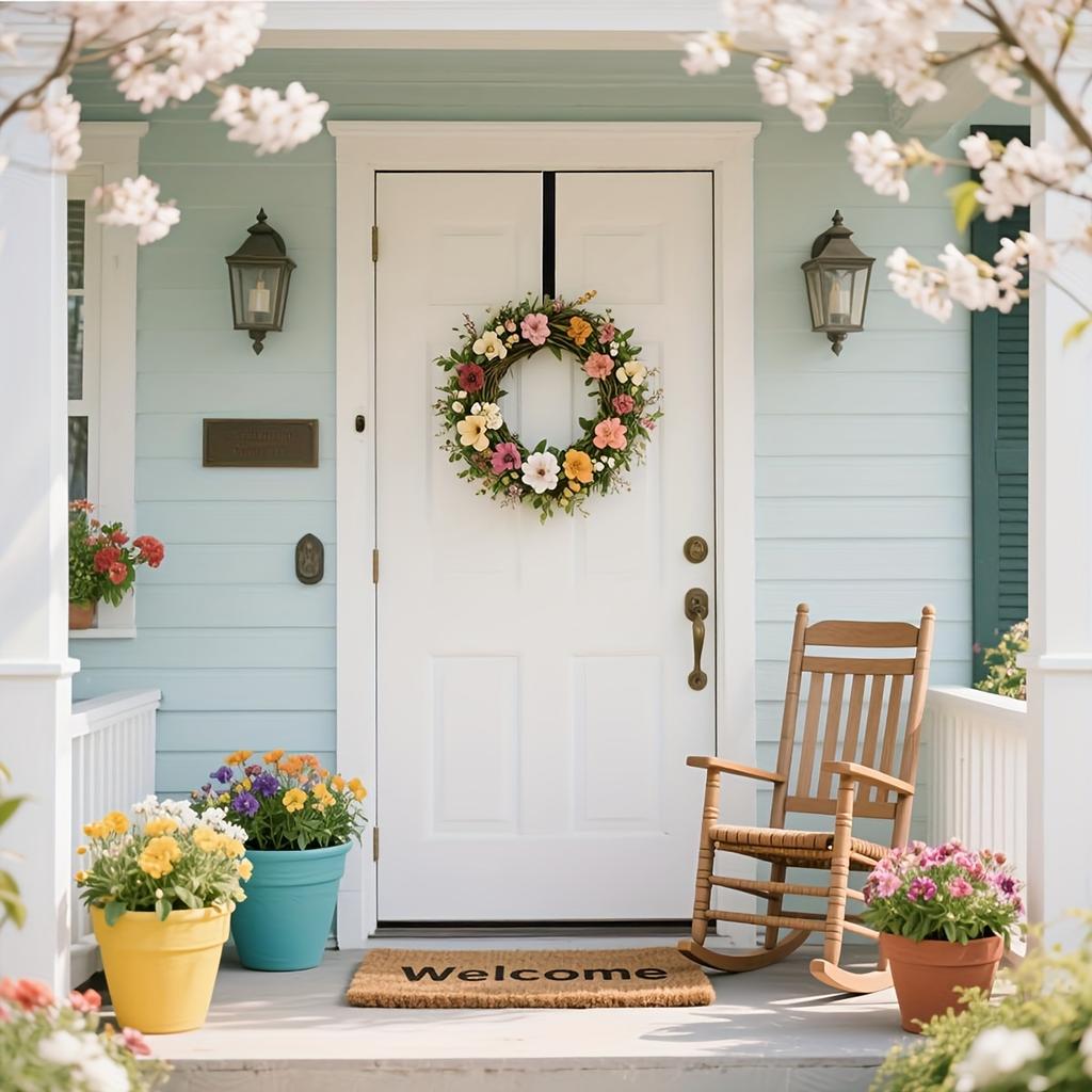 1 прочный металлический каркас для цветочного кольца для подвешивания на дверь - минималистичный дизайн, подходит для рождественского оформления в помещении/на улице