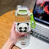 Cartoon Portable High-Capacity Glass Straw Bottle