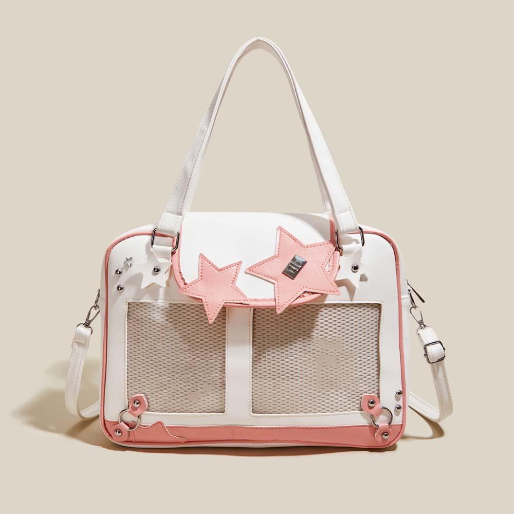 PU Leather Goth Transparent Pocket PVC Y2K Anime Display Bag Shoulder Ita Bag Daily