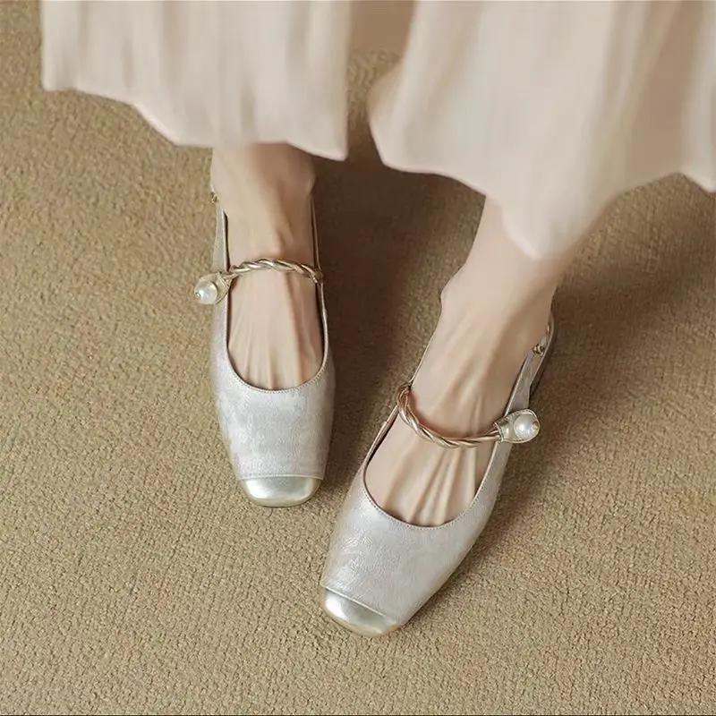 Роскошные атласные туфли на высоком каблуке с квадратным носком, женские модные дизайнерские босоножки, женские зеленые туфли-лодочки с открытой пяткой, женские туфли-лодочки Muller