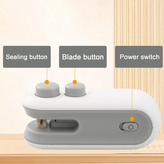 1 Set Bag Sealer Rechargeable Mini Sealing Machine with Cutter Mini Heat Sealer for Chip Snacks Biscuits Bag