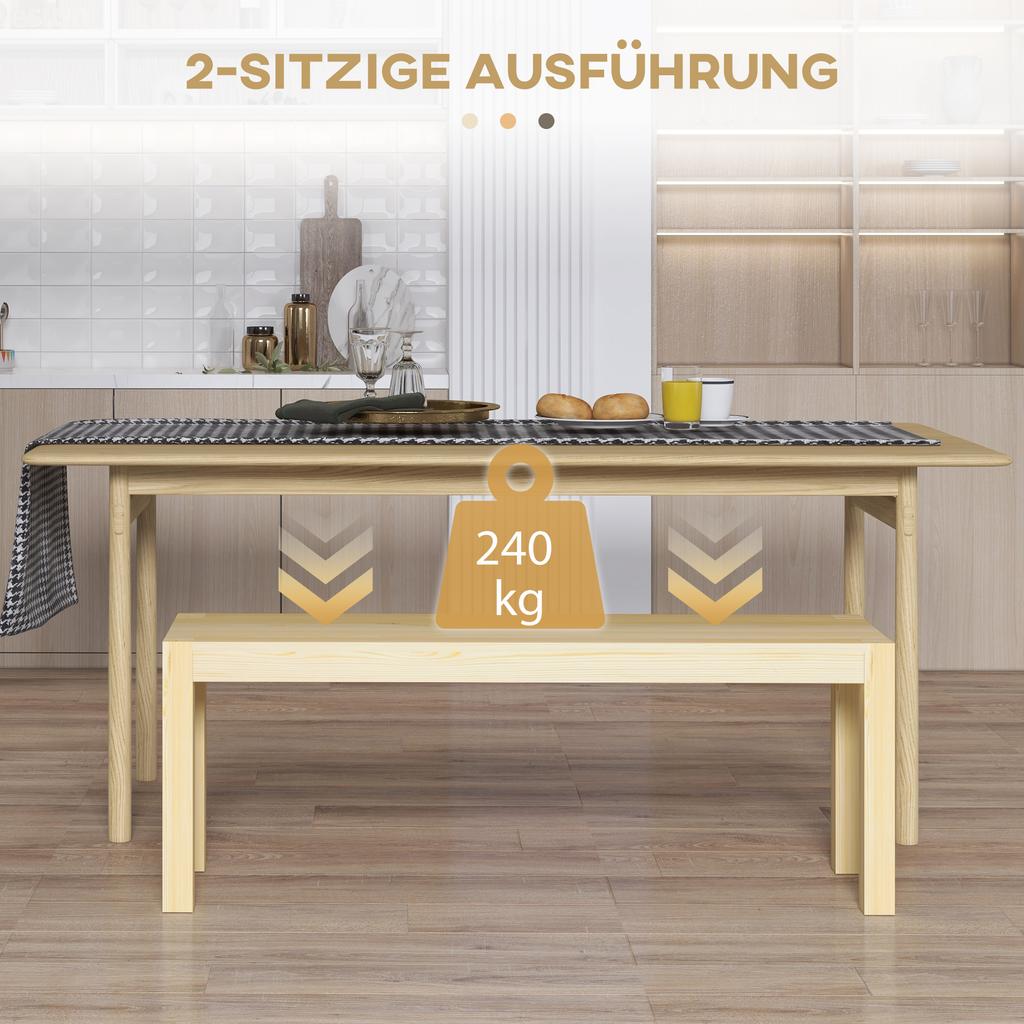 Bench wooden bench kitchen bench, solid wood, 3-seater bench, 120 cm x 33 cm x 45 cm, natural
