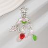 Strawberry Design Beaded Phone Chain Cute Flower Bag Charm Keychain Strap  Coquettish Style