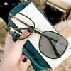 Fashion Oversized Square Photochomic Finished Myopia Glasses Women Men Green Tr Frame Anti Blue Light Uv400 Nearsight Glasses