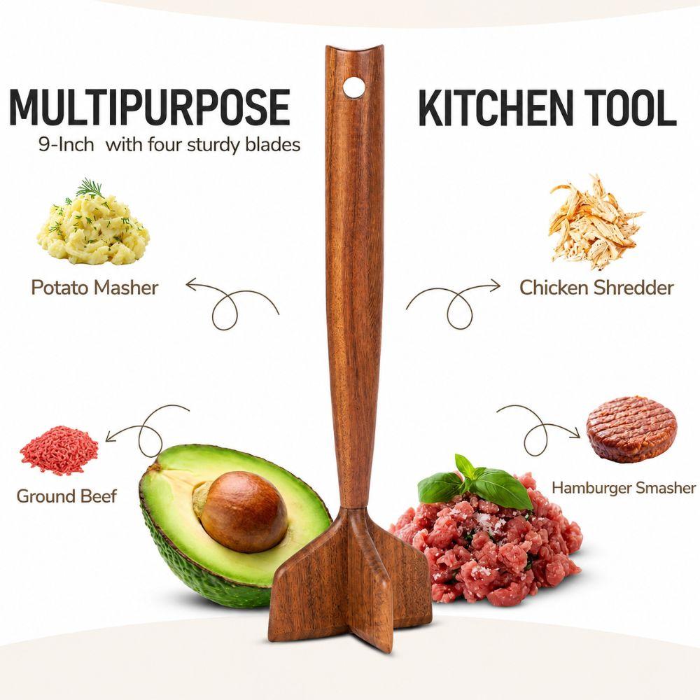 Heat-Resistant Wood Meat Chopper Non-Scratch Chicken Shredder Tool Kitchen Supplies